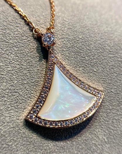 [Lunabriance]DREAM MOP DIAMOND PAVED PINK GOLD NECKLACE
