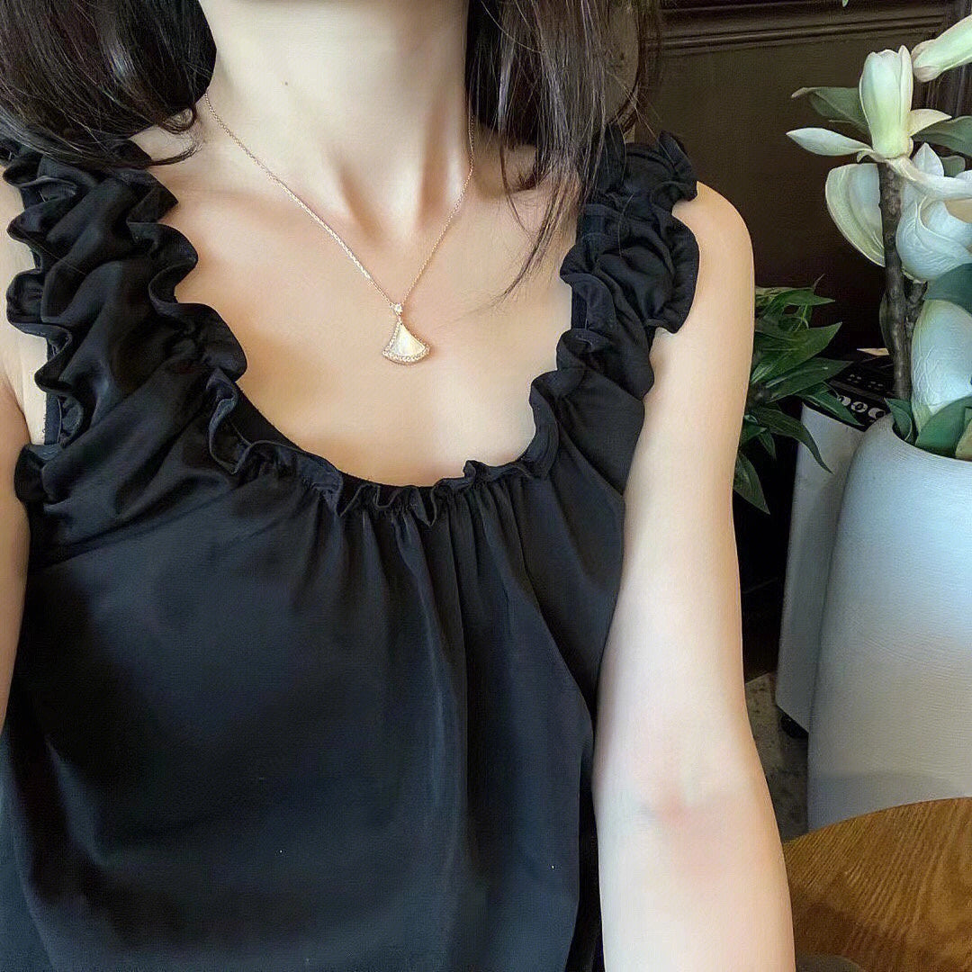 [Lunabriance]DREAM MOP DIAMOND PAVED PINK GOLD NECKLACE