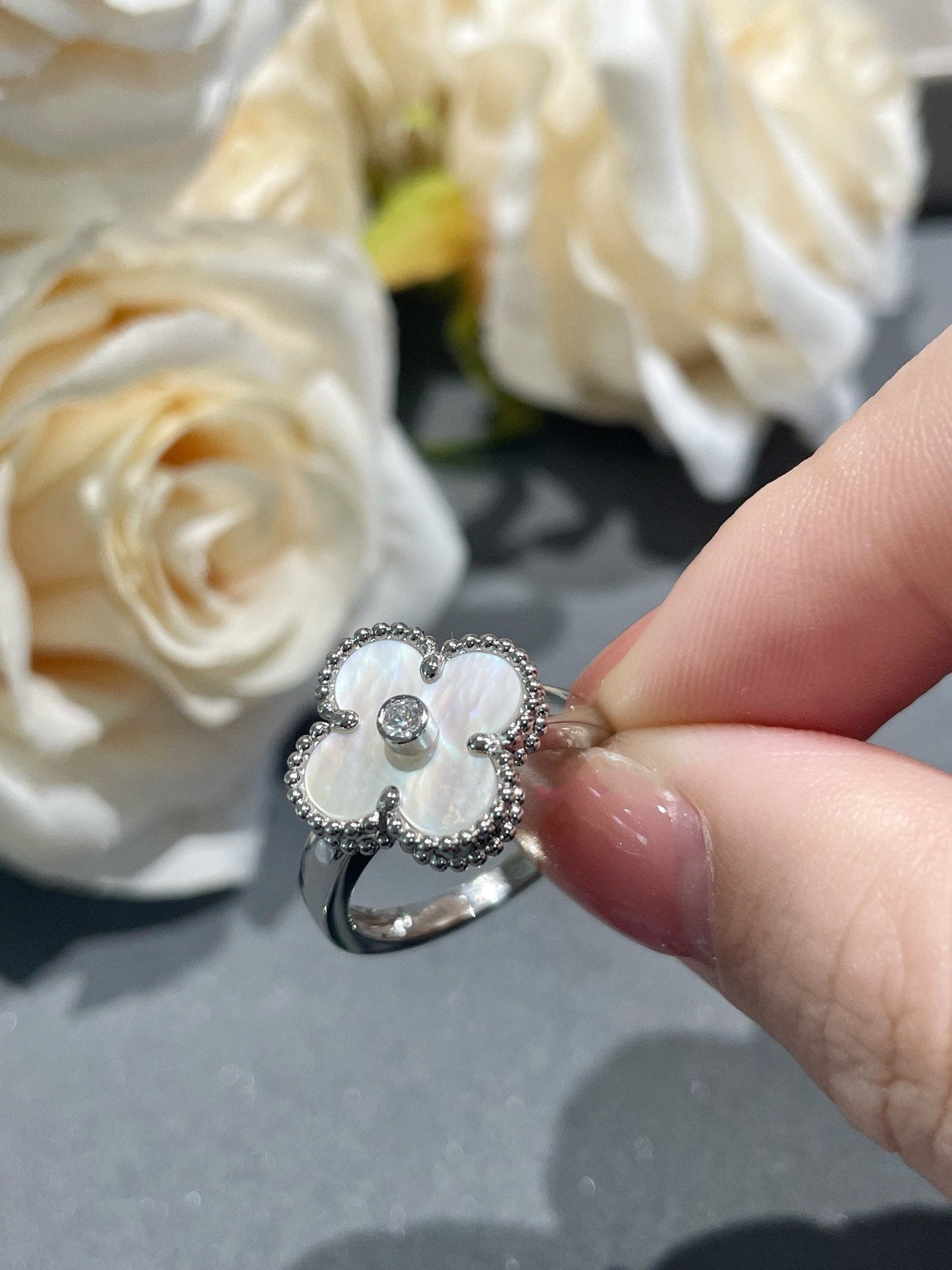 [Lunabriance]CLOVER SILVER MOP DIAMOND RING