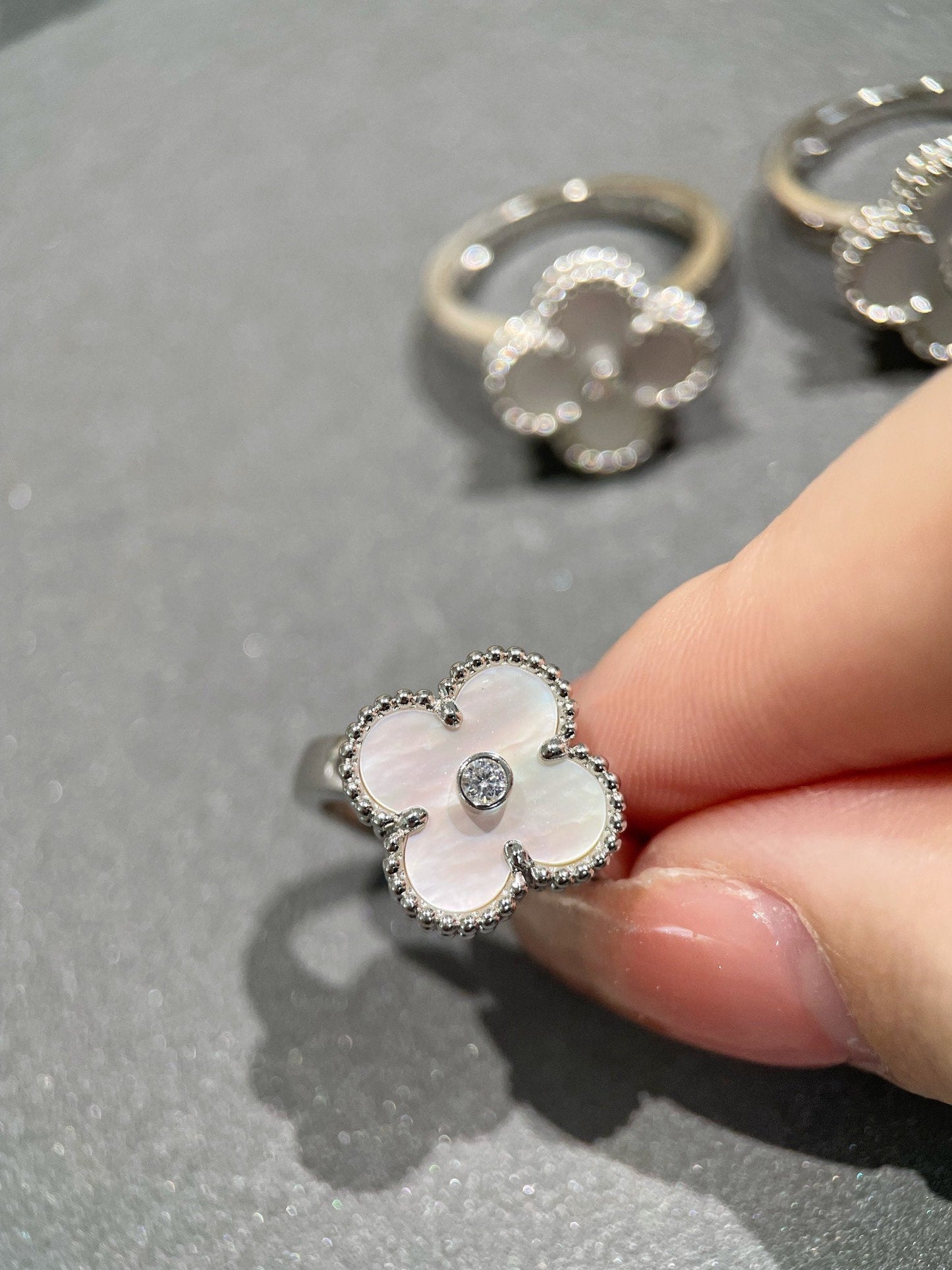 [Lunabriance]CLOVER SILVER MOP DIAMOND RING
