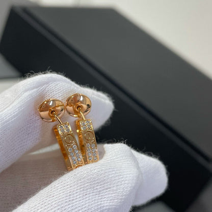 [Lunabriance]LOVE DIAMOND PINK GOLD HOOP EARRINGS