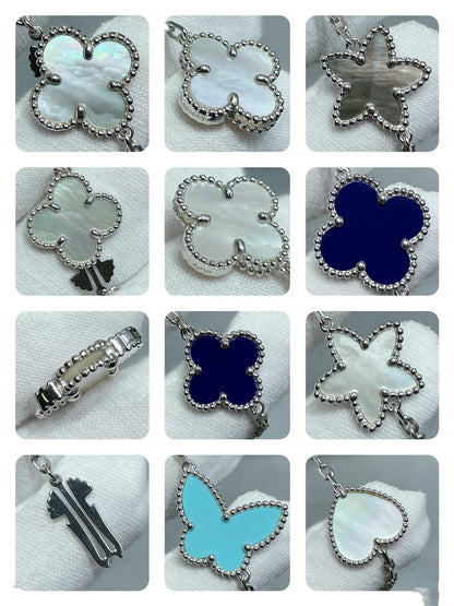 [Lunabriance]LUCKY CLOVER SILVER 11 MOTIF NECKLACE