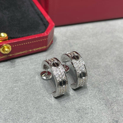 [Lunabriance]LOVE CERAMIC DIAMOND PAVED SILVER EARRINGS