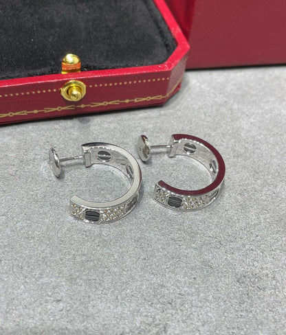 [Lunabriance]LOVE CERAMIC DIAMOND PAVED SILVER EARRINGS