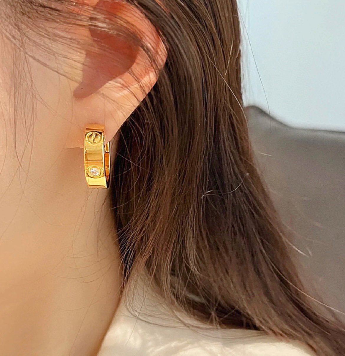 [Lunabriance]LOVE 5.5MM 1 DIAMOND EARRINGS