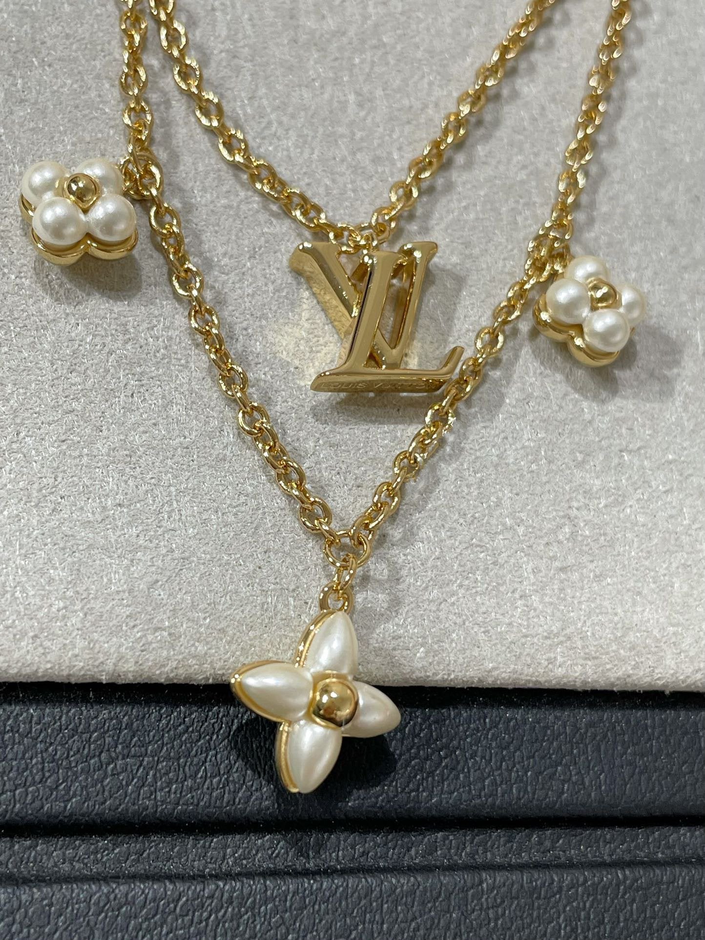 [Lunabriance]FLOWERGRAM GOLD MOP DOUBLE ROW NECKLACE