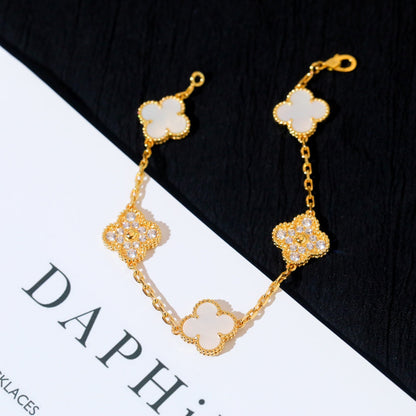 [Lunabriance]CLOVER BRACELET 5 MOTIF WHITE MOP DIAMOND