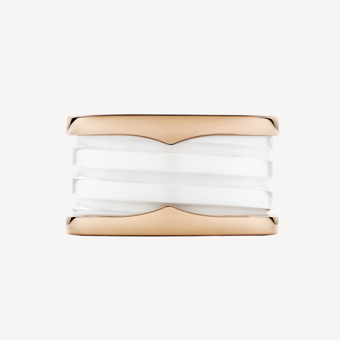 [Lunabriance]ZERO 1 FOUR-BAND LOOPS AND WHITE CERAMIC SPIRAL PINK GOLD RING