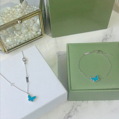 [Lunabriance]BUTTERFLY TURQUOISE BUTTERFLY BRACELET SILVER