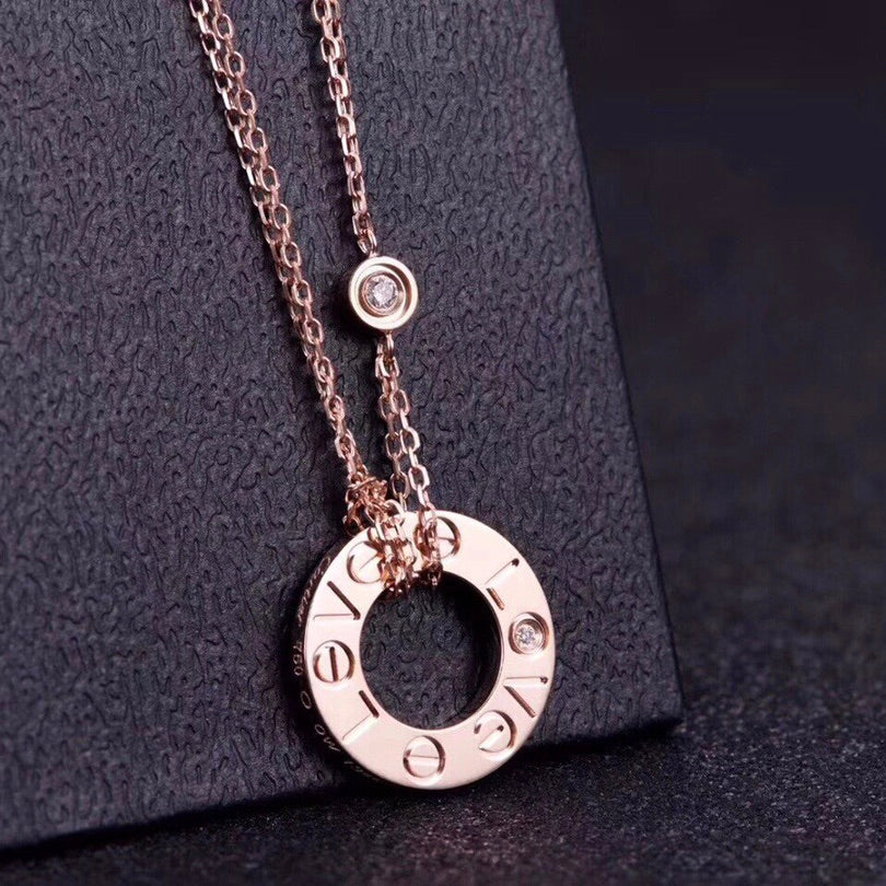 [Lunabriance]LOVE NECKLACE 16MM 2 DIAMONDS