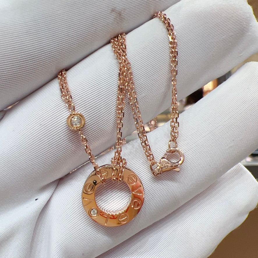 [Lunabriance]LOVE NECKLACE 16MM 2 DIAMONDS