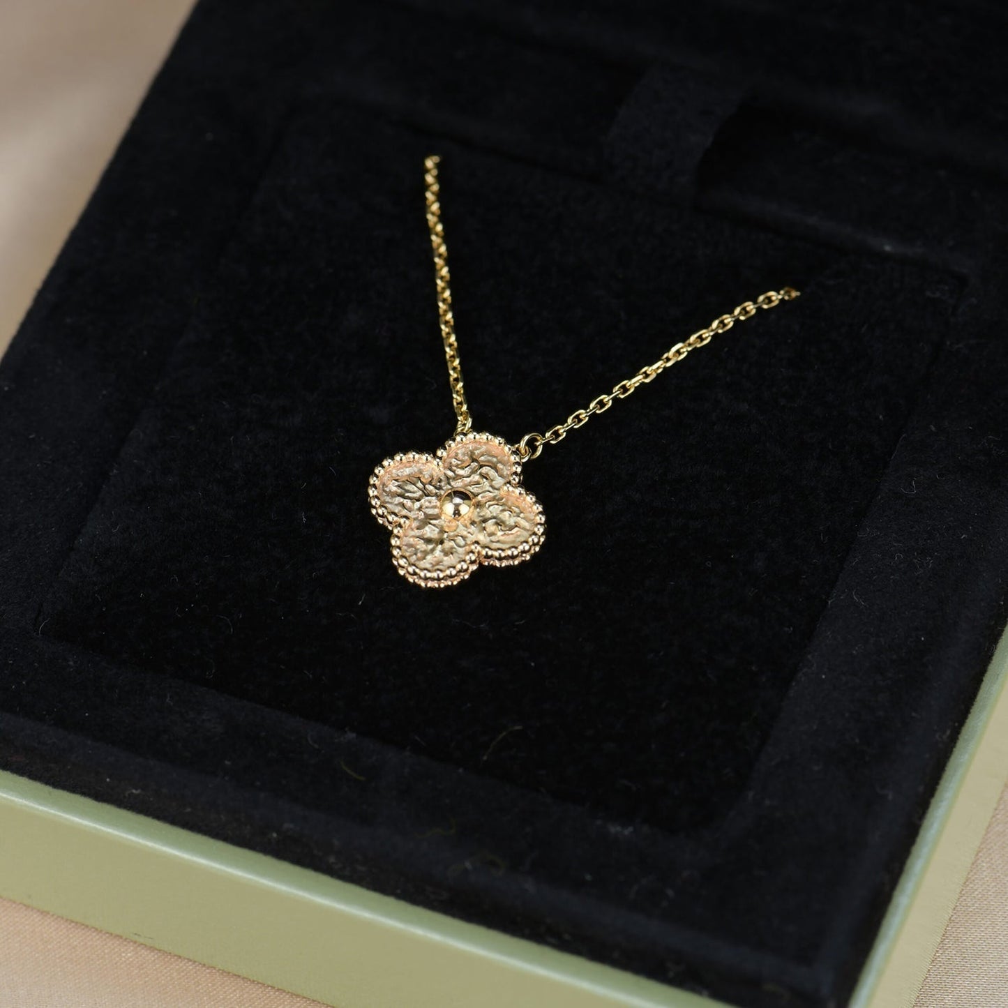 [Lunabriance]CLOVER 15MM  BRONZING NECKLACE
