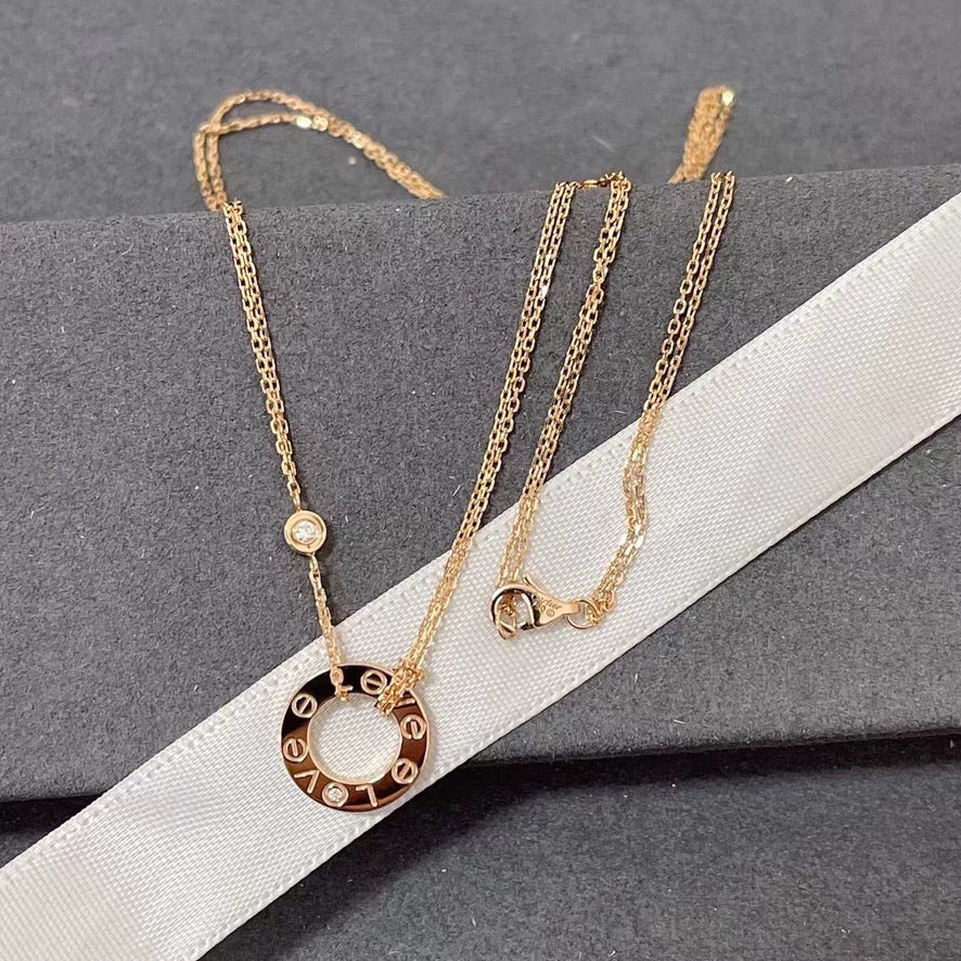 [Lunabriance]LOVE NECKLACE 16MM 2 DIAMONDS