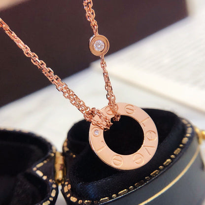 [Lunabriance]LOVE NECKLACE 16MM 2 DIAMONDS