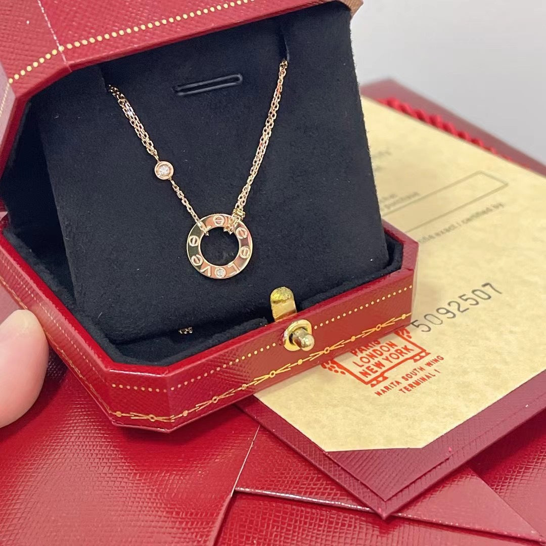 [Lunabriance]LOVE NECKLACE 16MM 2 DIAMONDS