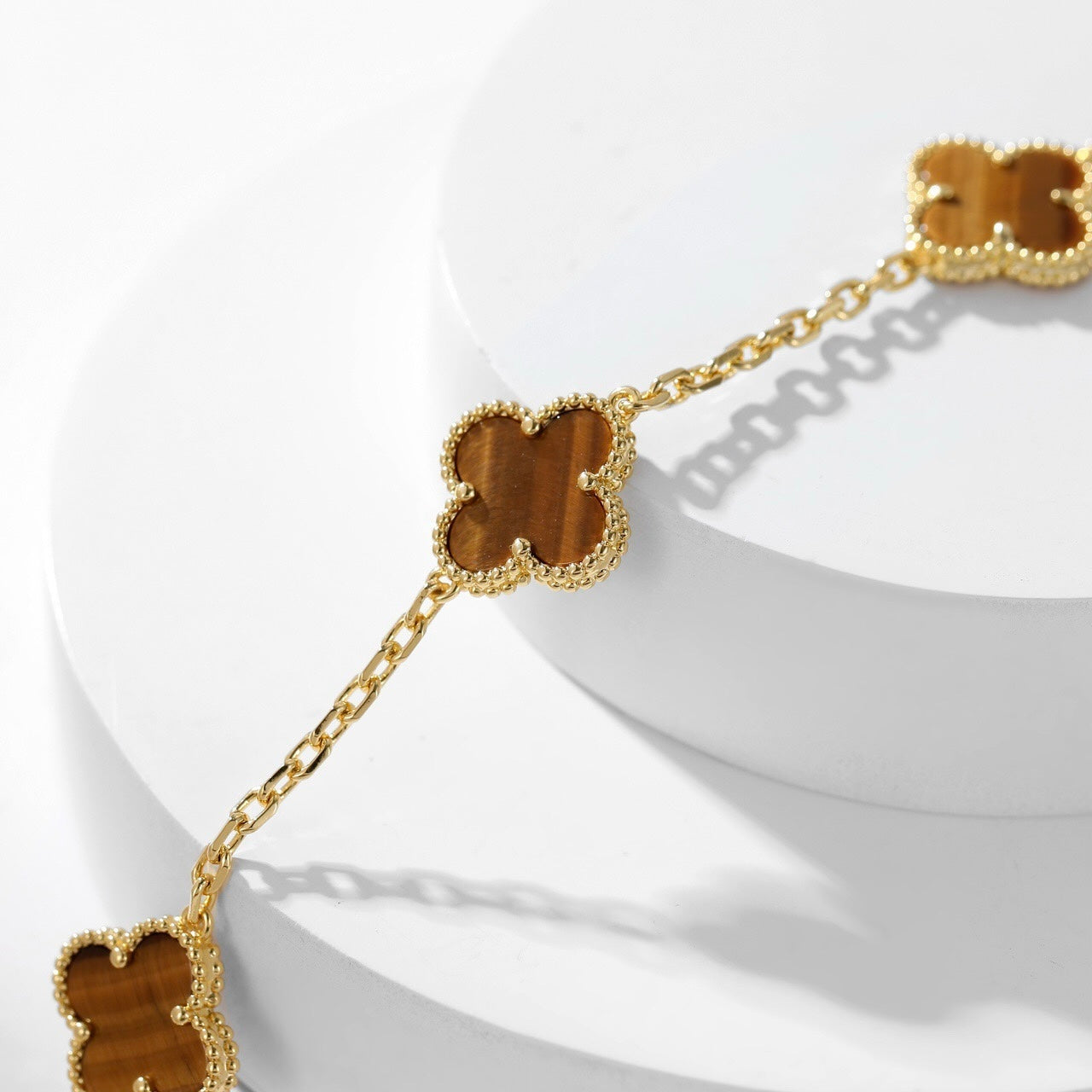 [Lunabriance]CLOVER 10 MOTIFS TIGER EYE NECKLACE