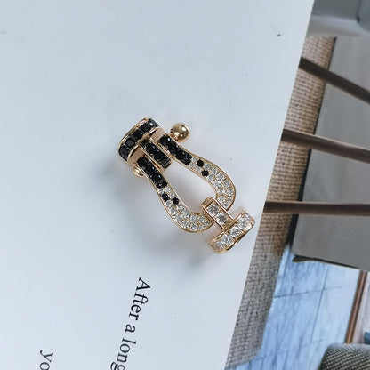 [Lunabriance]FORCE LARGE HORSESHOE BLACK WHITE DIAMOND BRACELET SILVER