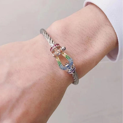 [Lunabriance]FORCE LARGE HORSESHOE  COLORED DIAMOND BRACELET ROSE GOLD