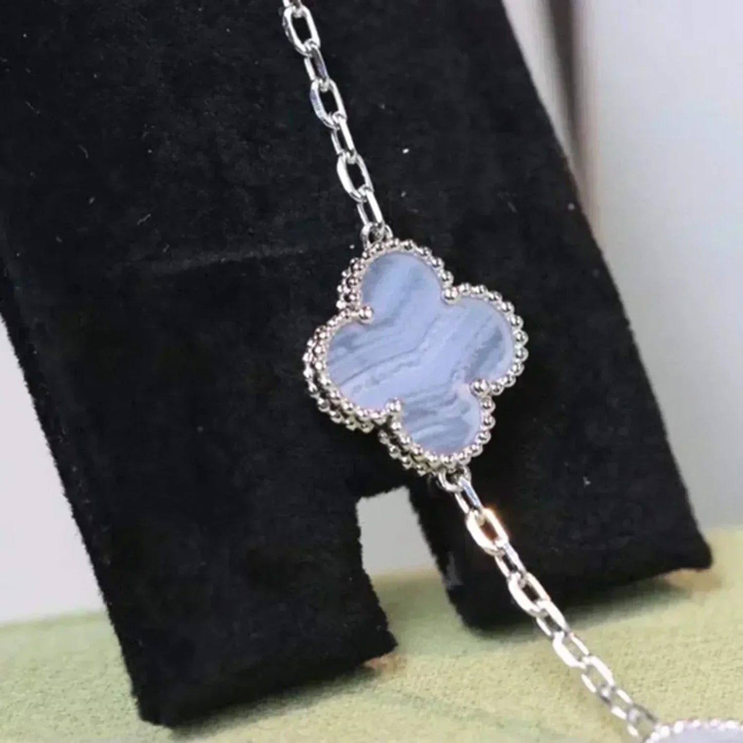 [Lunabriance]CLOVER  5 MOTIF PURPLE CHALCEDONY BRACELET SILVER