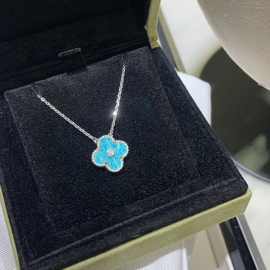 [Lunabriance]CLOVER 15MM DIAMOND SVRES PORCELAIN  NECKLACE SILVER