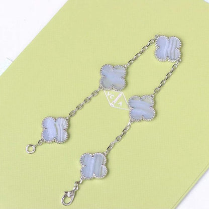 [Lunabriance]CLOVER  5 MOTIF PURPLE CHALCEDONY BRACELET SILVER