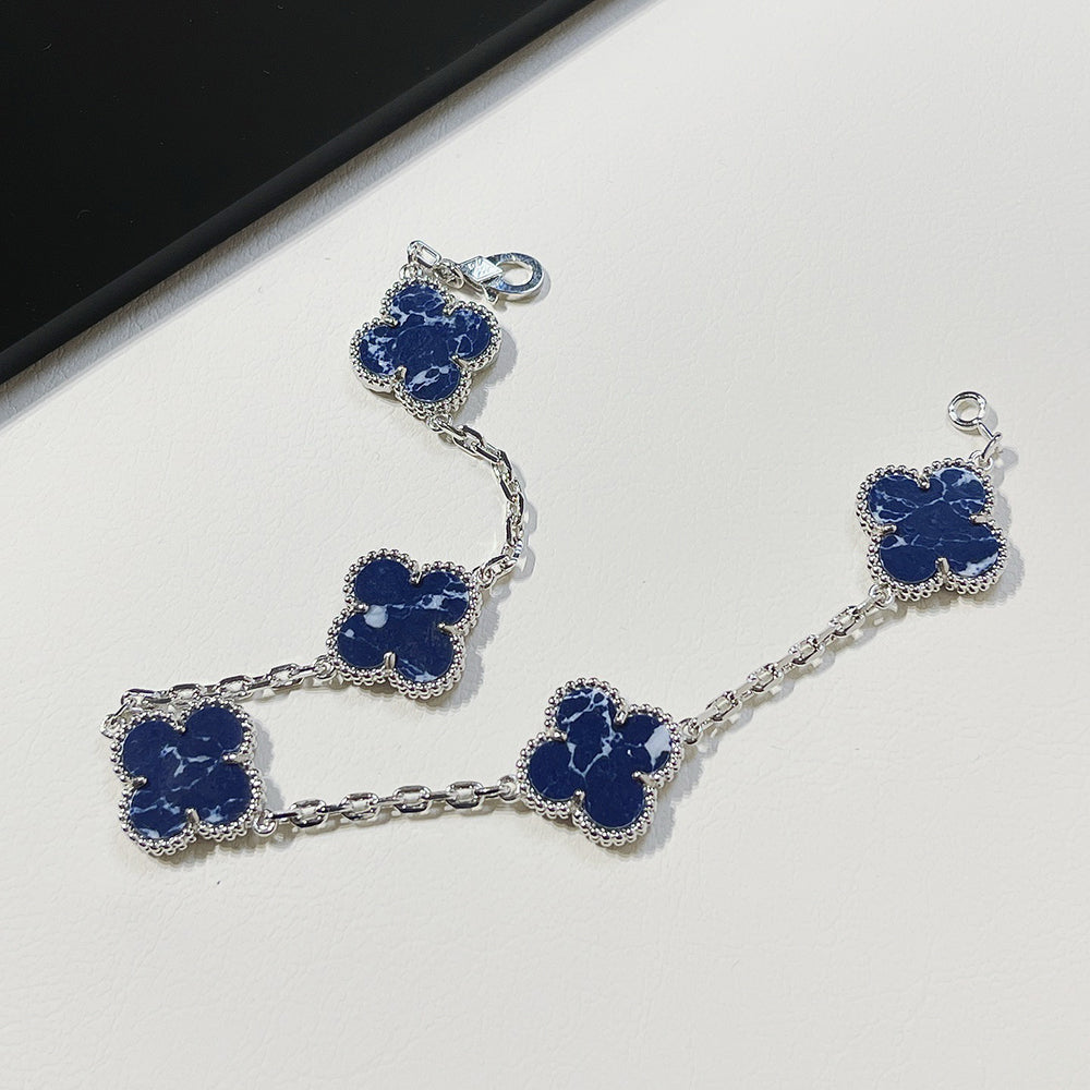 [Lunabriance]CLOVER 5 MOTIF PIETERSITE SILVER BRACELET