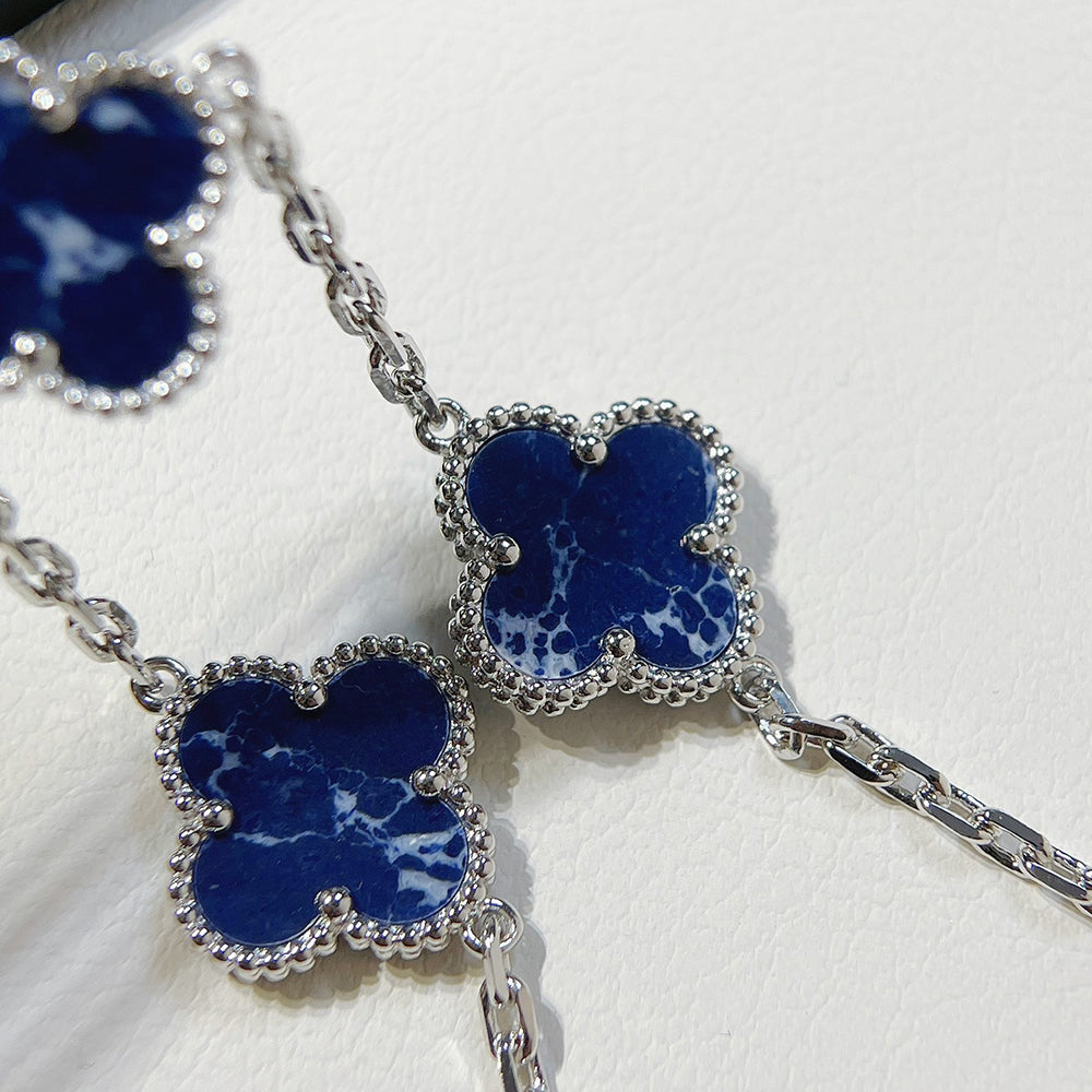 [Lunabriance]CLOVER 5 MOTIF PIETERSITE SILVER BRACELET
