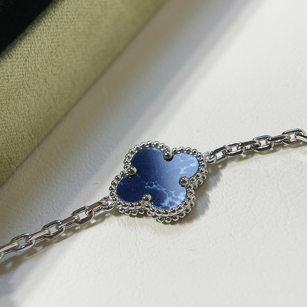 [Lunabriance]CLOVER 5 MOTIF PIETERSITE SILVER BRACELET