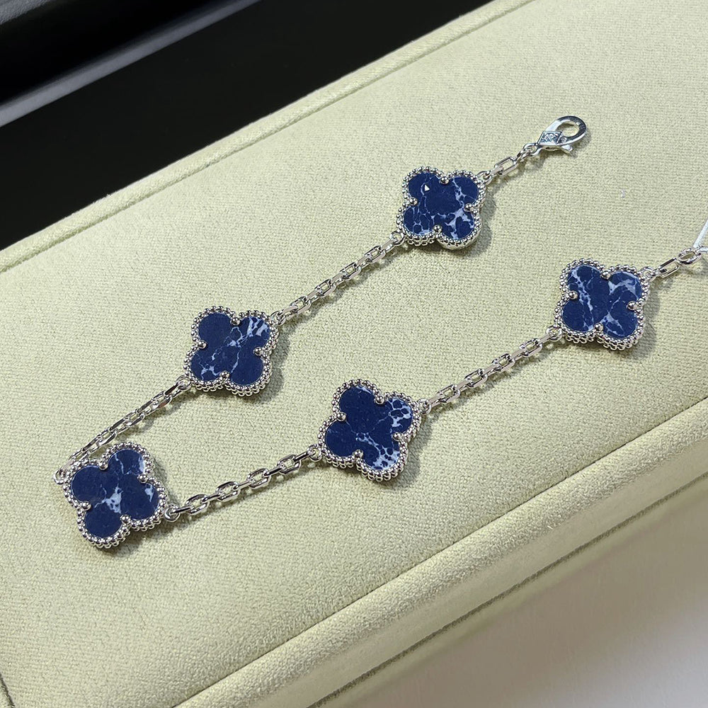[Lunabriance]CLOVER 5 MOTIF PIETERSITE SILVER BRACELET