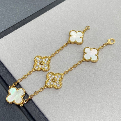 [Lunabriance]CLOVER BRACELET 5 MOTIF WHITE MOP DIAMOND