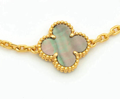 [Lunabriance]CLOVER 5 MOTIF GRAY MOP DIAMOND BRACELET