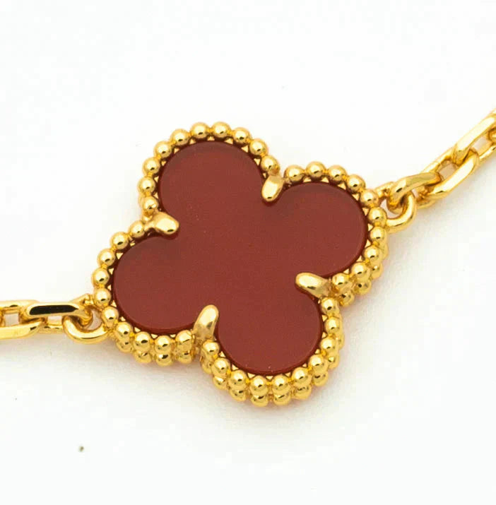 [Lunabriance]CLOVER 5 MOTIFS CARNELIAN DIAMOND BRACELET