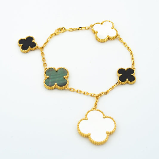 [Lunabriance]CLOVER BRACELET 5 MOTIFS ONYX MOP