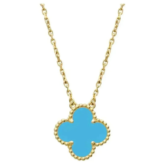 [Lunabriance]CLOVER 15MM VINTAGE TURQUOISE NECKLACE