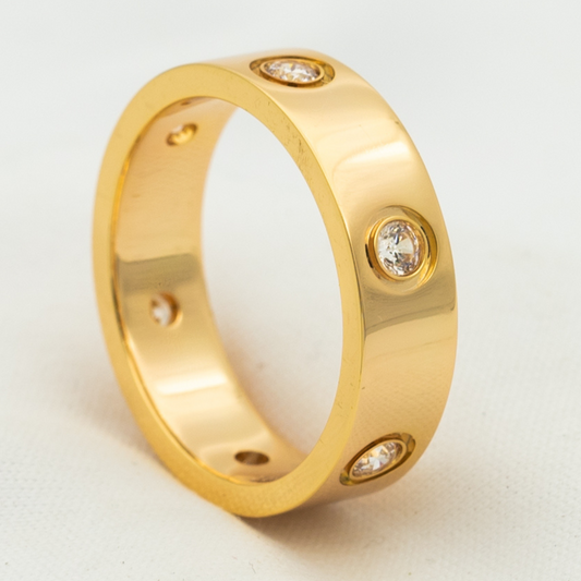 [Lunabriance]LOVE RING 5.5MM 6 DIAMONDS PINK GOLD