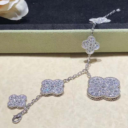 [Lunabriance]CLOVER 6 MOTIFS SILVER DIAMOND BRACELET