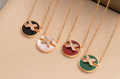 [Lunabriance]JEUX DE PINK GOLD DIAMOND NECKLACE