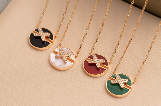 [Lunabriance]JEUX DE PINK GOLD DIAMOND NECKLACE