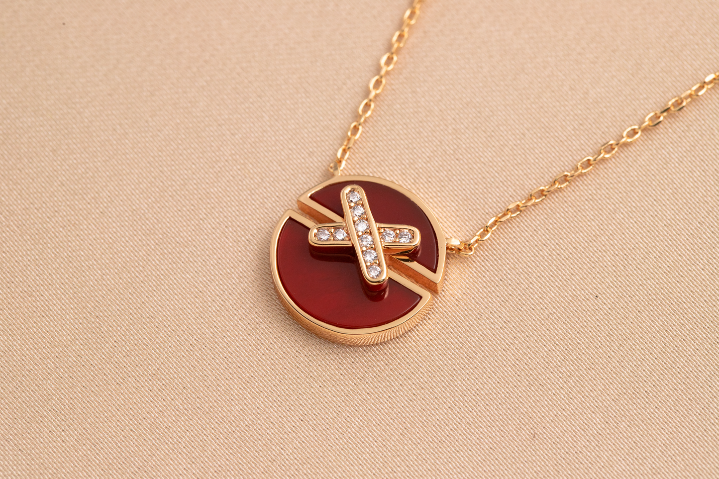 [Lunabriance]JEUX DE PINK GOLD DIAMOND NECKLACE