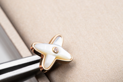 [Lunabriance]JEUX DE WHITE MOP PINK GOLD DIAMOND EARRINGS