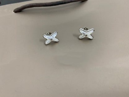 [Lunabriance]JEUX DE WHITE MOP SILVER DIAMOND EARRINGS