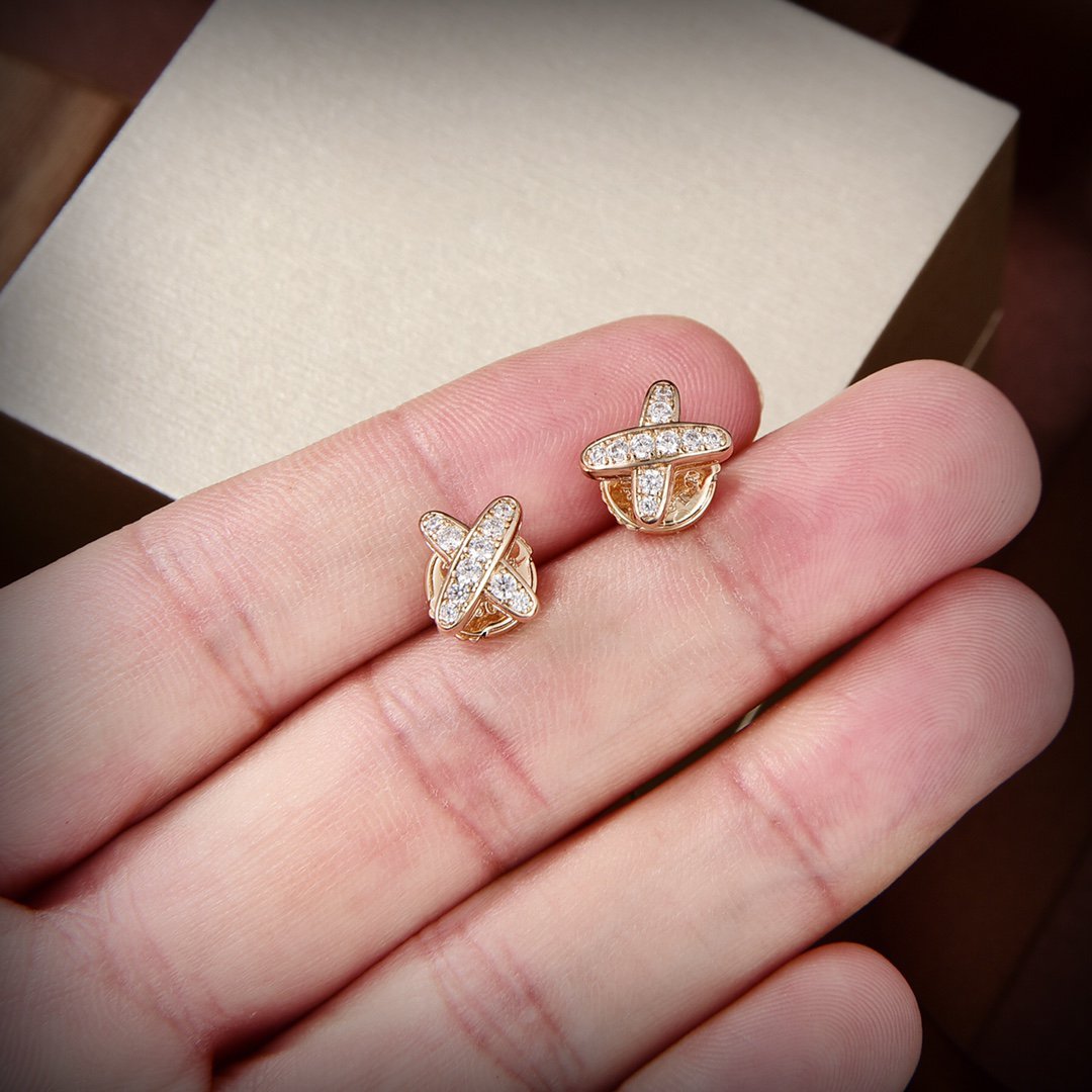 [Lunabriance]JEUX DE GOLD DIAMOND EARRINGS