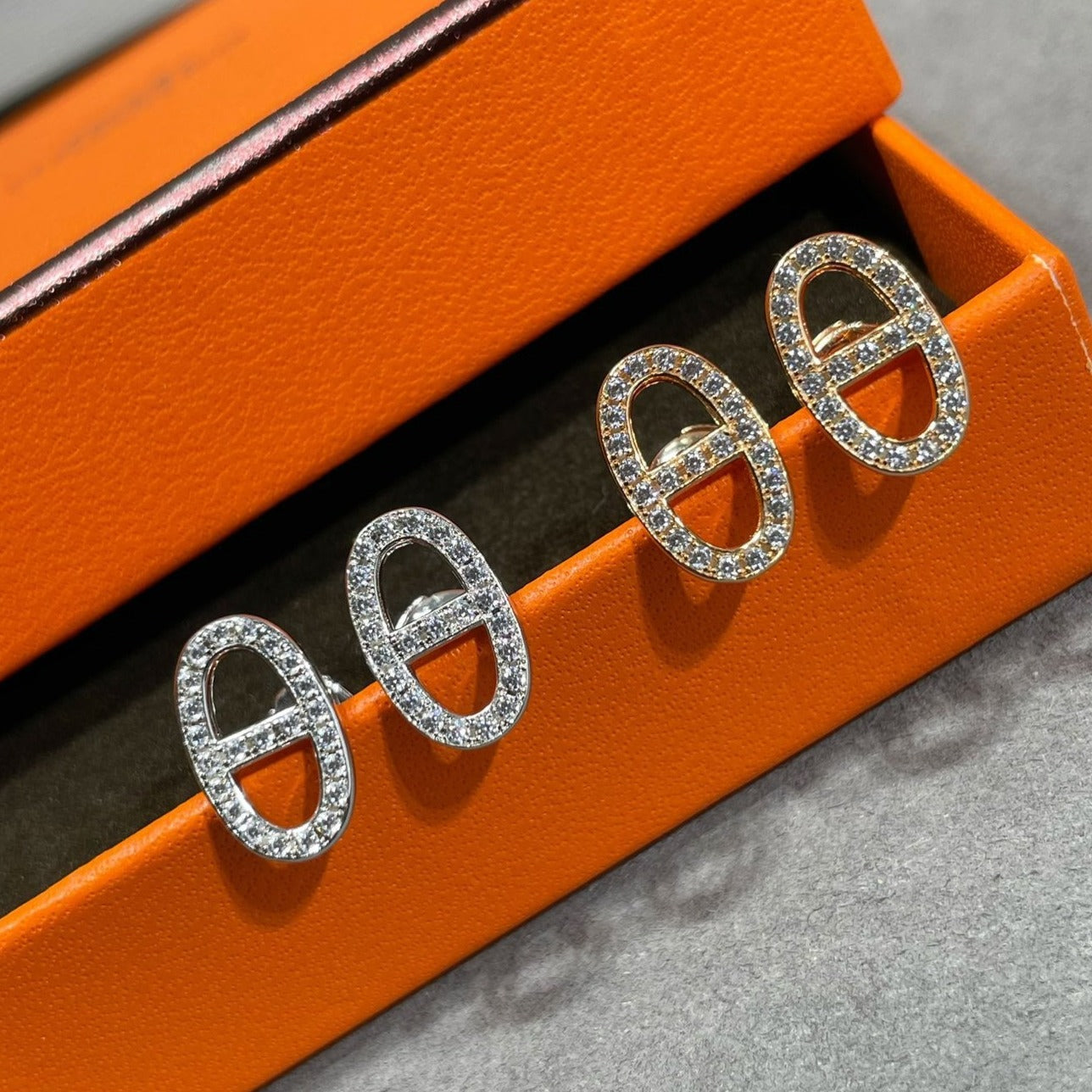 [Lunabriance]HM FULL DIAMOND PIG NOSE STUD EARRINGS