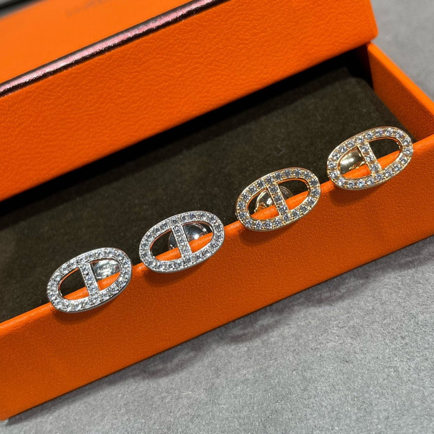 [Lunabriance]HM FULL DIAMOND PIG NOSE STUD EARRINGS