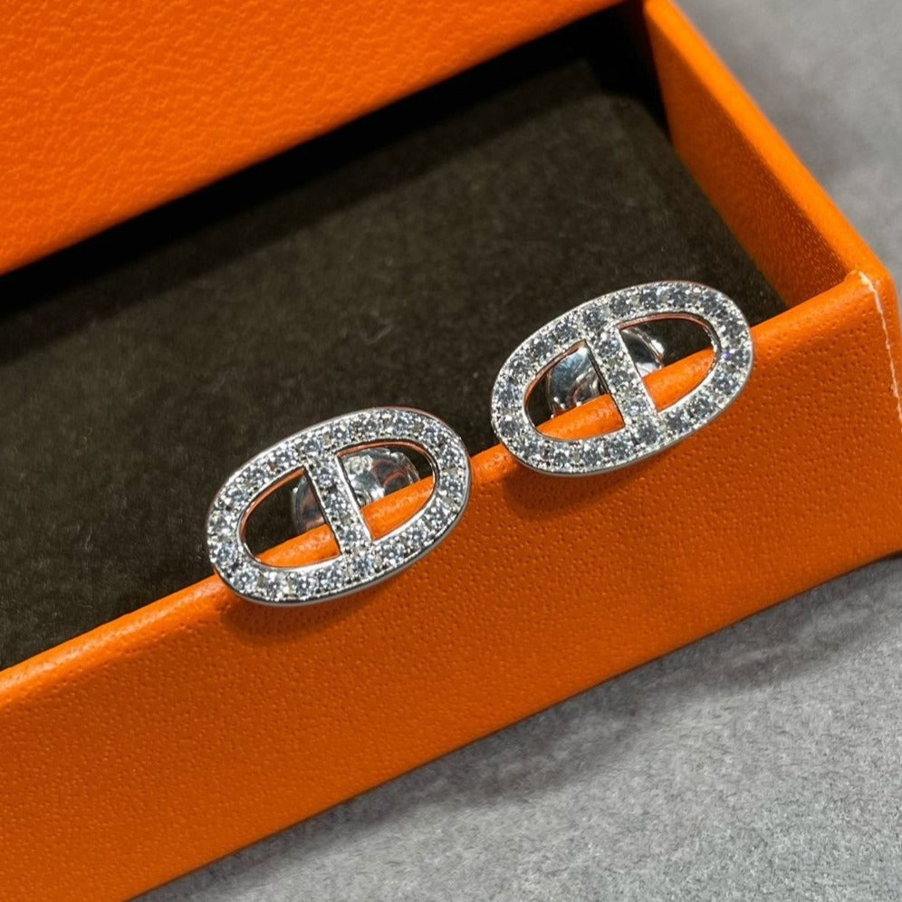 [Lunabriance]HM FULL DIAMOND PIG NOSE STUD EARRINGS