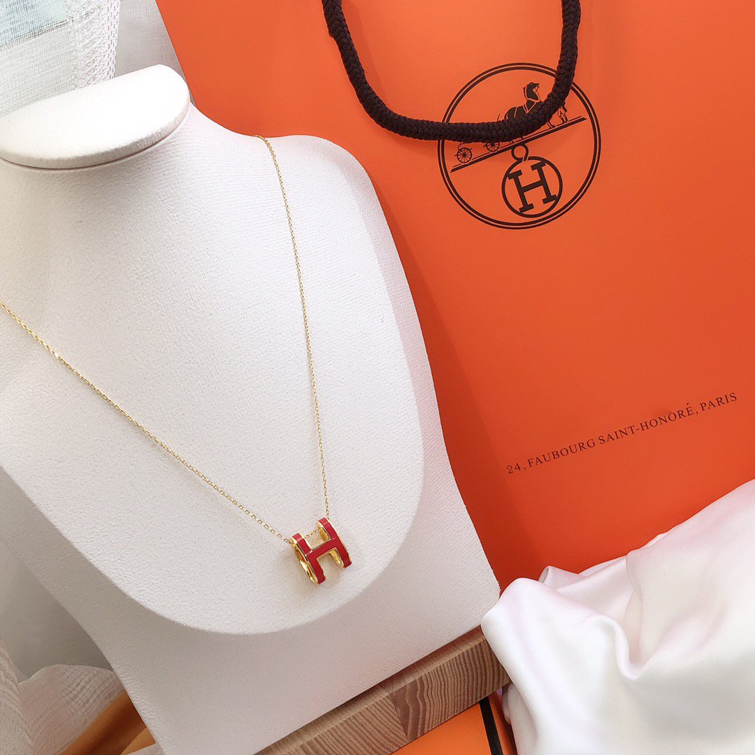[Lunabriance]HM CLIC RED ENAMEL GOLD NECKLACE