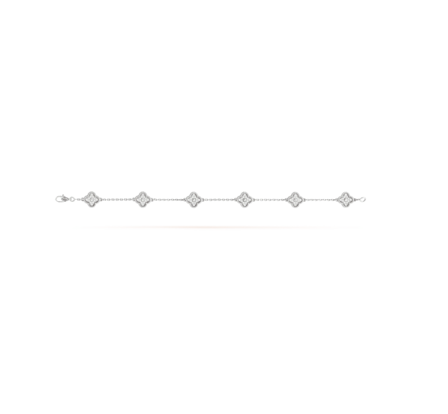 [Lunabriance]CLOVER 6 MOTIF SILVER DIAMOND BRACELET