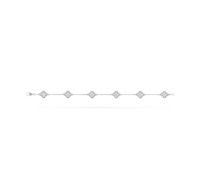 [Lunabriance]CLOVER 6 MOTIF SILVER DIAMOND BRACELET