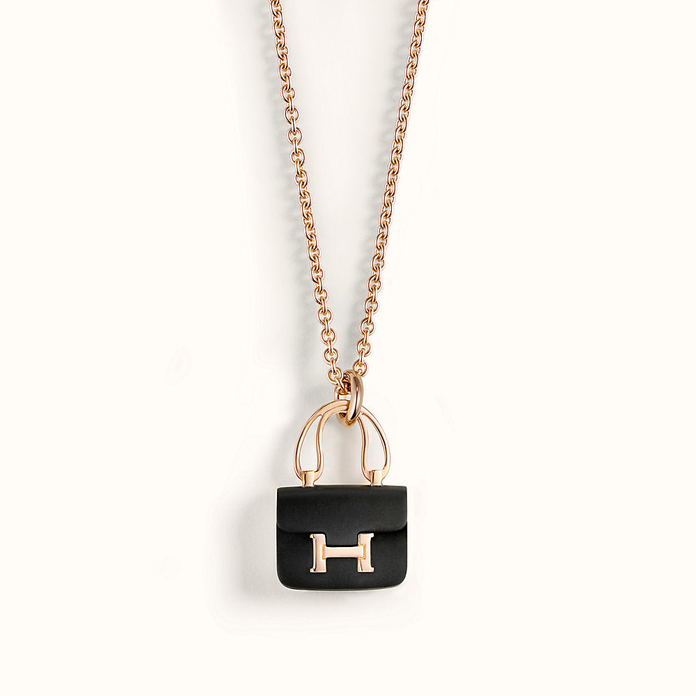[Lunabriance]CONSTANCE BLACK PEDANT PINK GOLD NECKLACE
