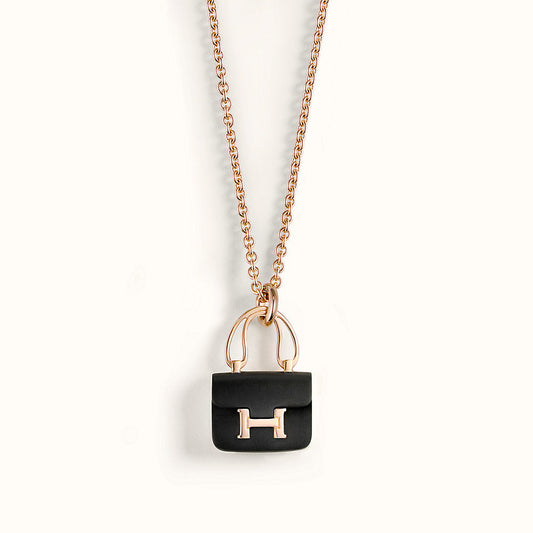 [Lunabriance]CONSTANCE BLACK PEDANT PINK GOLD NECKLACE